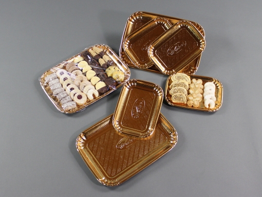 Goldene Pappteller mit Prägedruck
